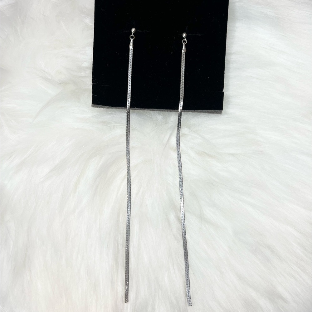 Express long silver earrings
